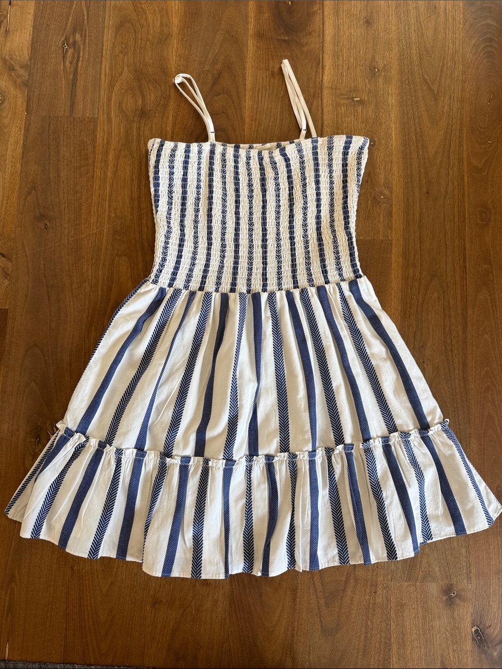 Sail to Sable Navy and White Smocked Stripe Sundress